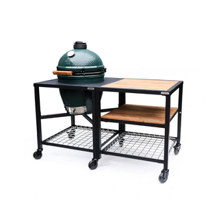 Big Green Egg Modular Nest, Expansion Frame and Acacia Shelves (with Stainless Steel insert)