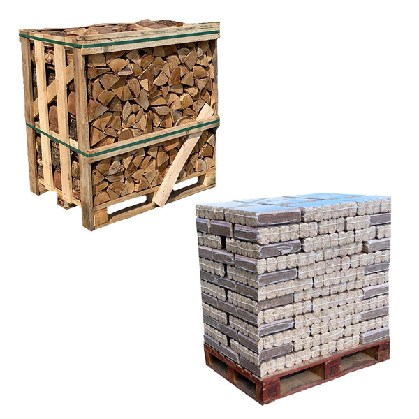 Standard Kiln Dried Birch Crate & Fire Log Full Pallet Bundle
