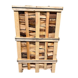Jumbo Birch Kiln Dried Firewood Crate on  white background