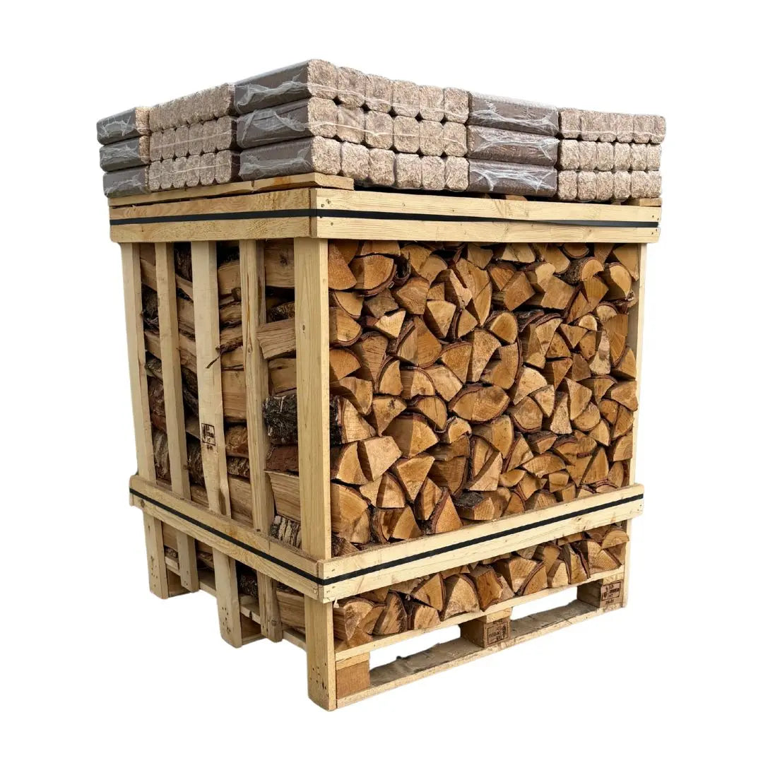 Large Crate of Birch Logs and 24 packs of Calido Fire Logs