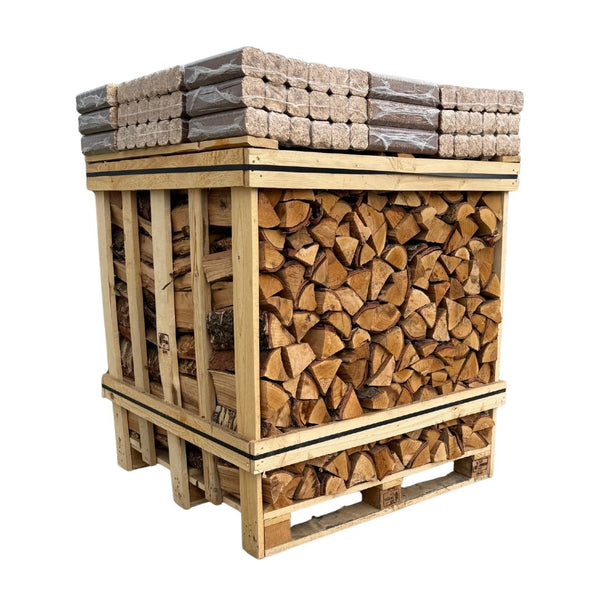 Large Kiln Dried Birch Crate & Fire Log Briquette Bundle