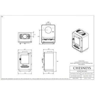 Chesneys Alpine 4WS MK3 Series Wood Burning Stove – 4.4 kW