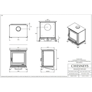 Chesneys Beaumont 5WS MK3 Series Wood Burning Stove – 4.9 kW