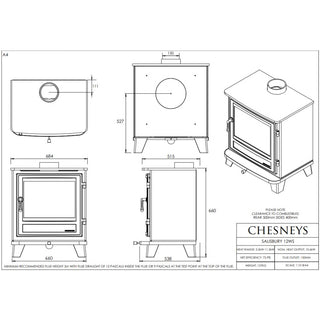 Chesneys Salisbury 12WS Series Wood Burning Stove – 10.6 kW
