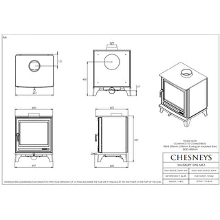 Chesneys Salisbury 5WS MK3 Series Wood Burning Stove – 4.9 kW