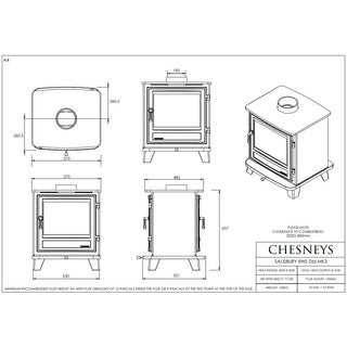 Chesneys Salisbury Double Sided 8WS Series Wood Burning Stove – 8.1 kW
