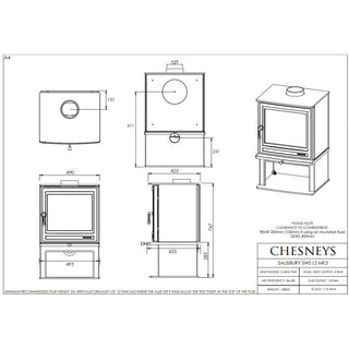 Chesneys Salisbury LS 5WS MK3 Series Logstore Wood Burning Stove – 4.9 kW