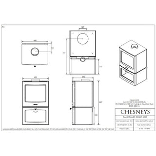 Chesneys Sanctuary 5WS/LS Logstore Wood Burning Stove – 4.9 kW