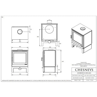 Chesneys Shoreditch 5WS MK3 Series Wood Burning Stove – 4.9 kW