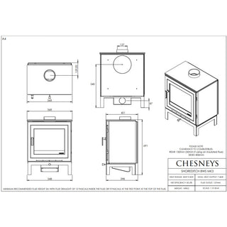 Chesneys Shoreditch 8WS MK3 Series Wood Burning Stove – 7.4 kW