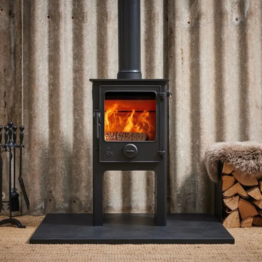 Dean Forge Dartmoor 5 High Eco Stove - 5kW on black hearth