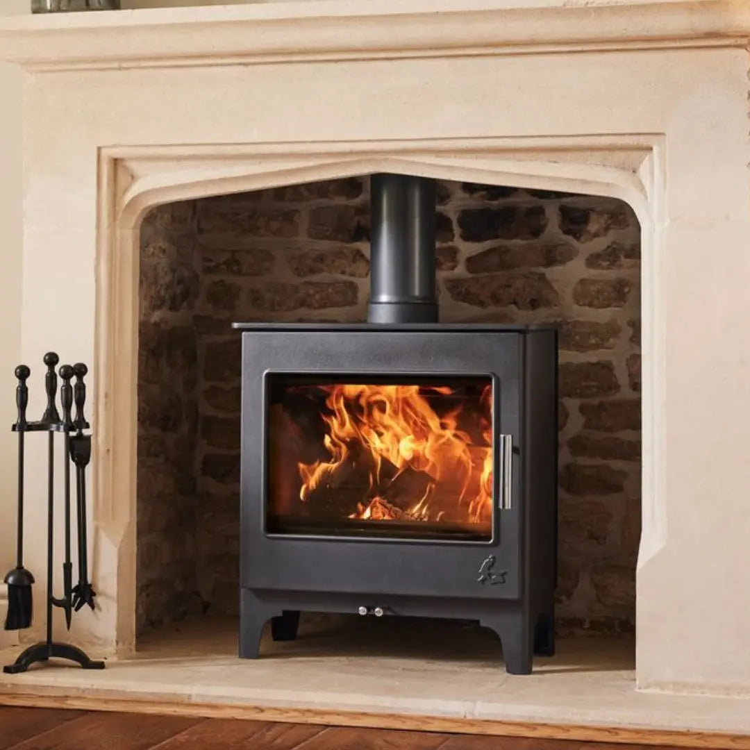 Dean Forge Woodbury Slimline 5 Eco Stove - 5kW Close up in fireplace surround