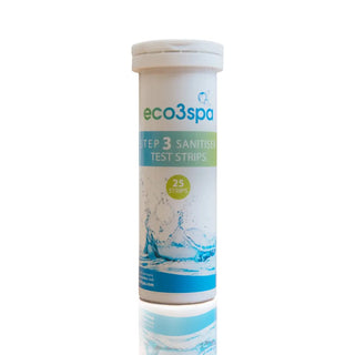 Tube of eco3spa Step 3 Sanitizer Test Strips on a white background