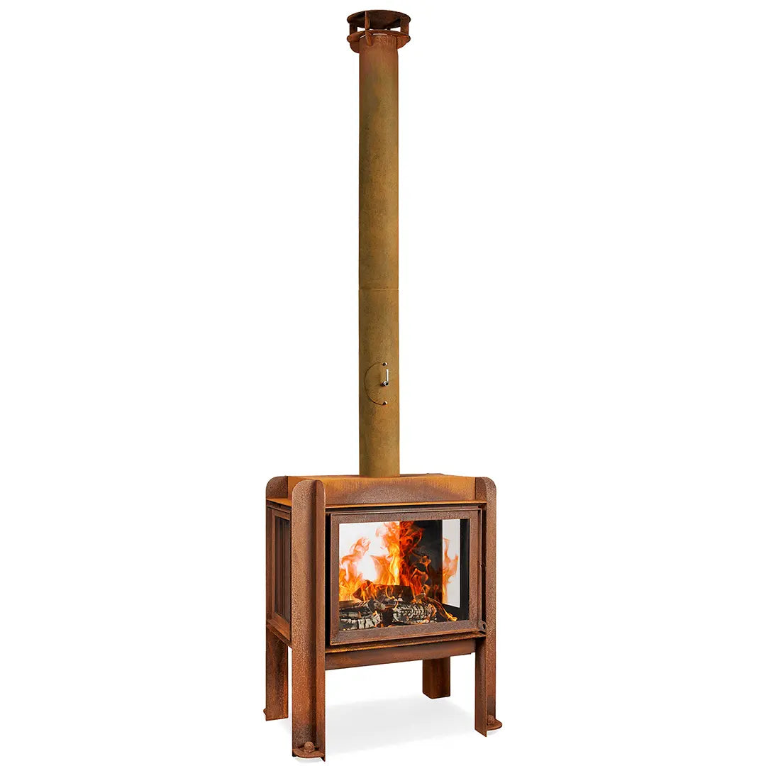 RB73 Fennek 80 Outdoor Fireplace - Large CorTen Steel Patio Heater outdoor fireplace detail view