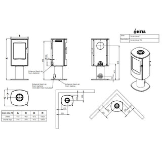 HETA Scan-Line 7D Multi Fuel Pedestal Stove - 4.5 kW
