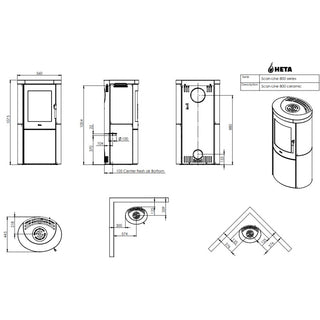 HETA Scan-Line 800 Wood Burning Stove - 6.8 kW