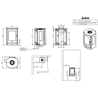 HETA Scan-Line 850M Side Glass Wall Wood Burning Stove - 6.6 kW