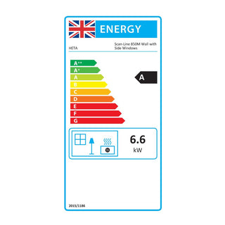 HETA Scan-Line 850M Side Glass Wall Wood Burning Stove - 6.6 kW
