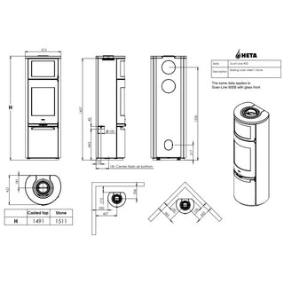 HETA Scan-Line 900B Wood Burning Stove - 6.8 kW