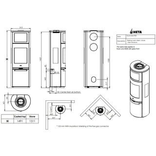 HETA Scan-Line 900B Side Glass Wood Burning Stove - 6.6 kW