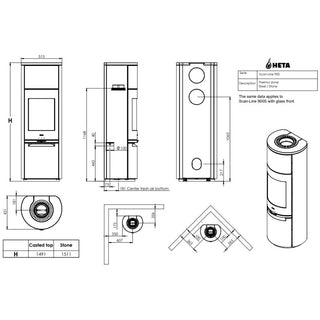 HETA Scan-Line 900S Therma Stone Side Glass Wood Burning Stove - 6.6 kW