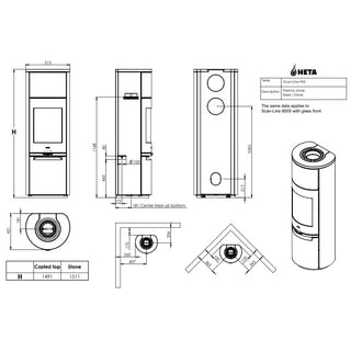 HETA Scan-Line 900S Therma Stone Wood Burning Stove - 6.8 kW