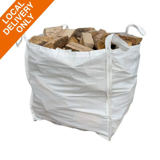 Kiln dried ash firewood bulk bag on white background