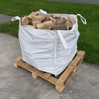 Kiln dried ash firewood bulk bag on pallet