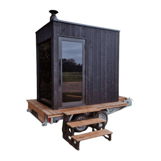 Kirami FinVision® Misty Small Sauna and Trailer on white background