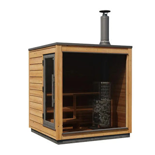 Kirami Finvision Sauna M Dawn Cilindro 16 Wood Fired Heater door left