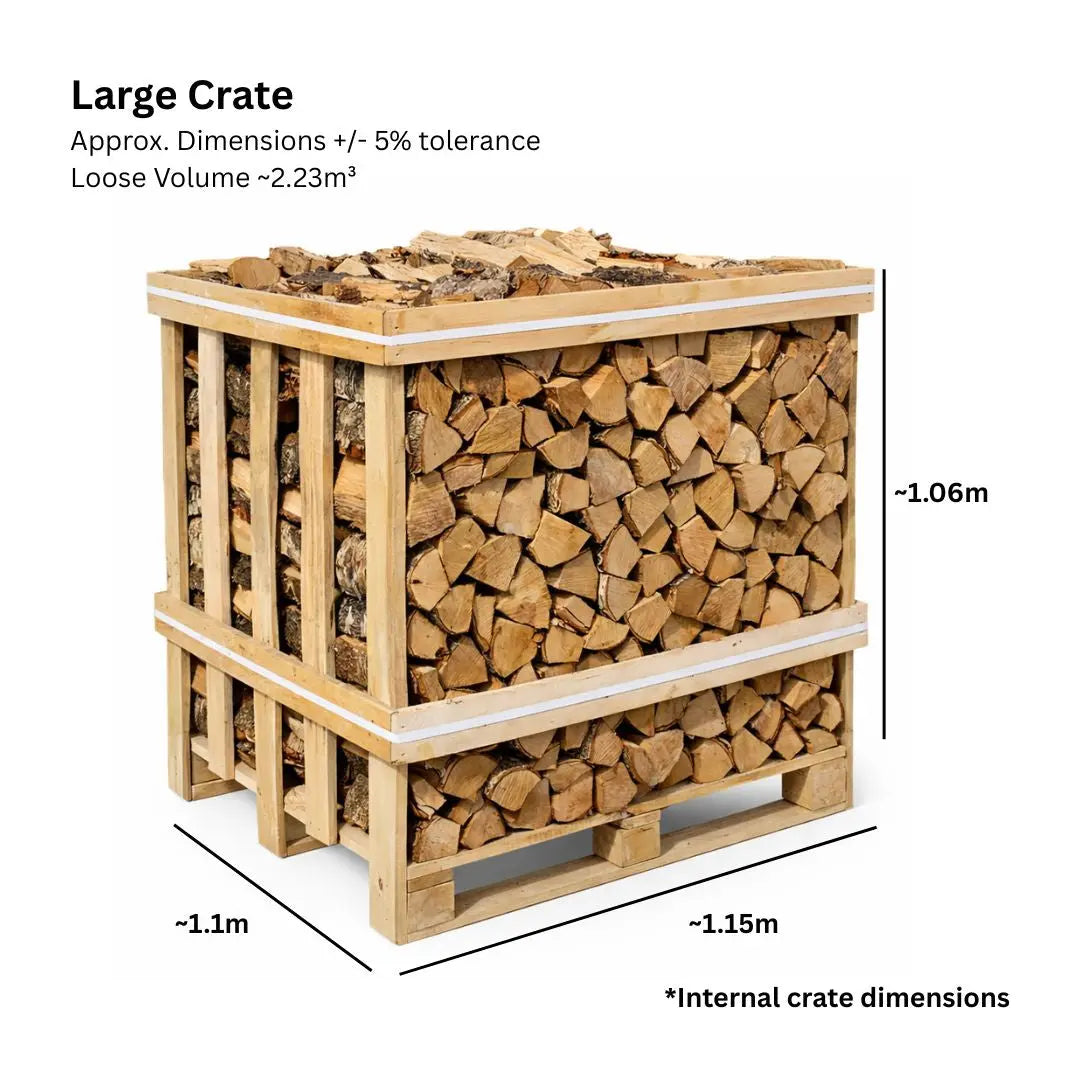 Kiln dried ash logs large crate