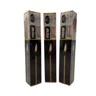 three pack of Manor extra long safety matches
