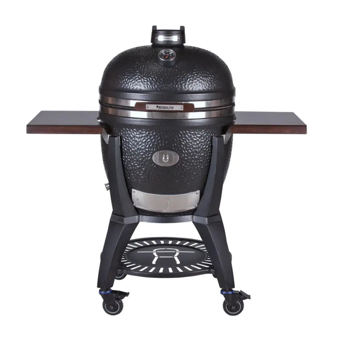 Monolith Avantgarde 66cm Black Kamado-style grill on a white background