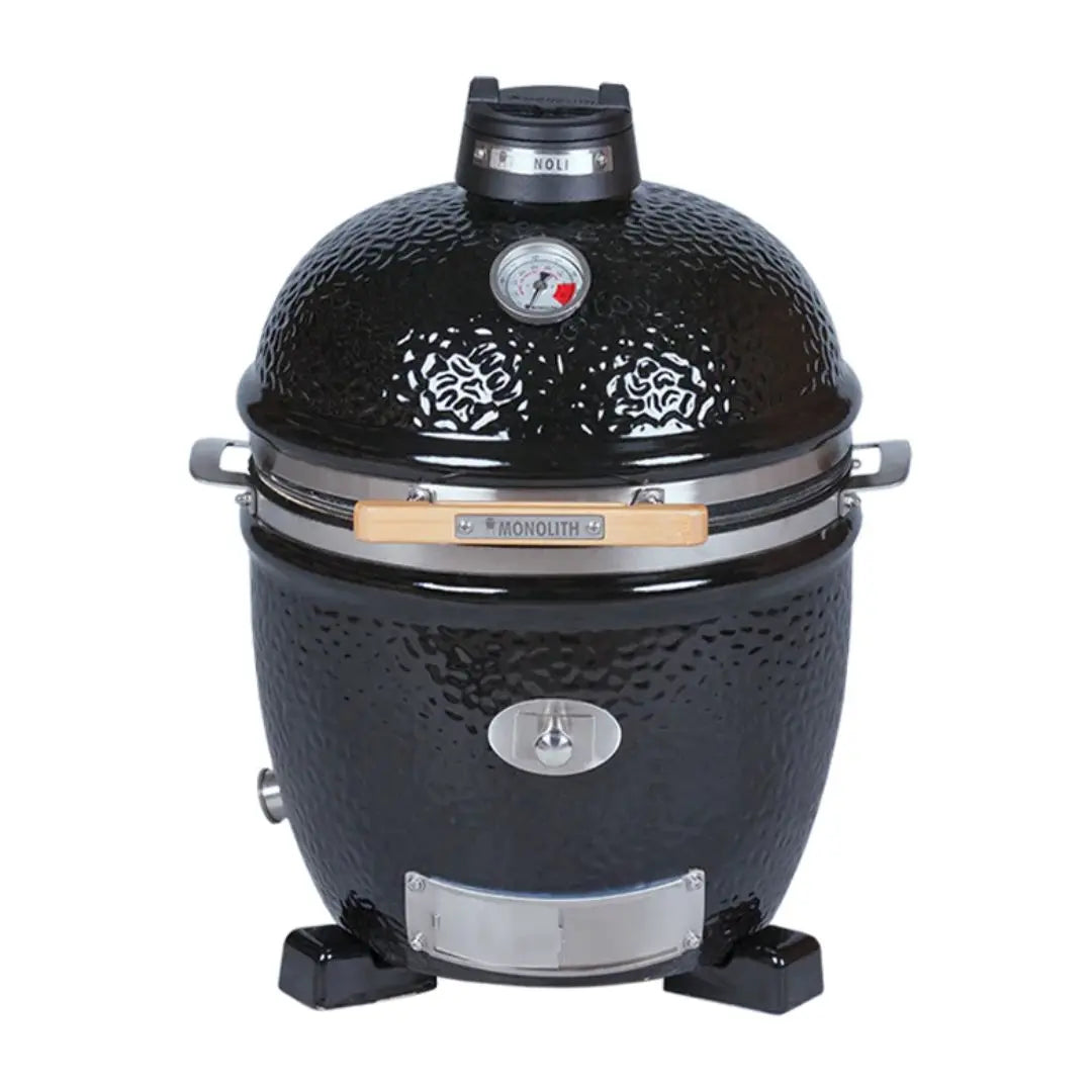 Monolith JUNIOR 2.0 47cm Black Kamado grill standalone version on a white background