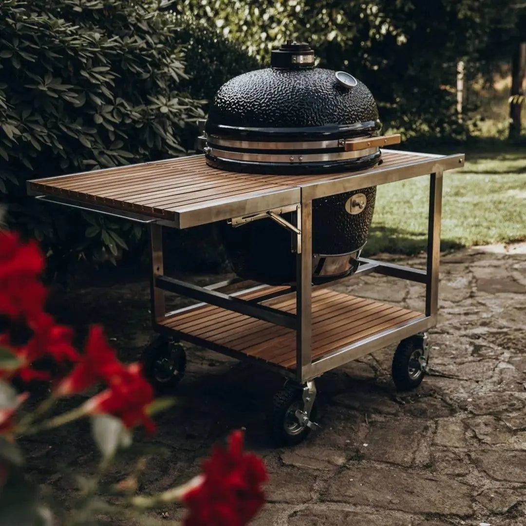 Monolith Kamado Grill Buggy Trolley .55 with grill on patio