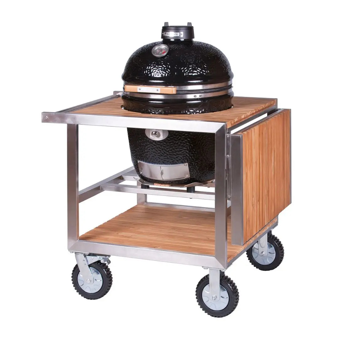 Monolith Kamado Grill BuggyTrolley .55 folded with grill on white background