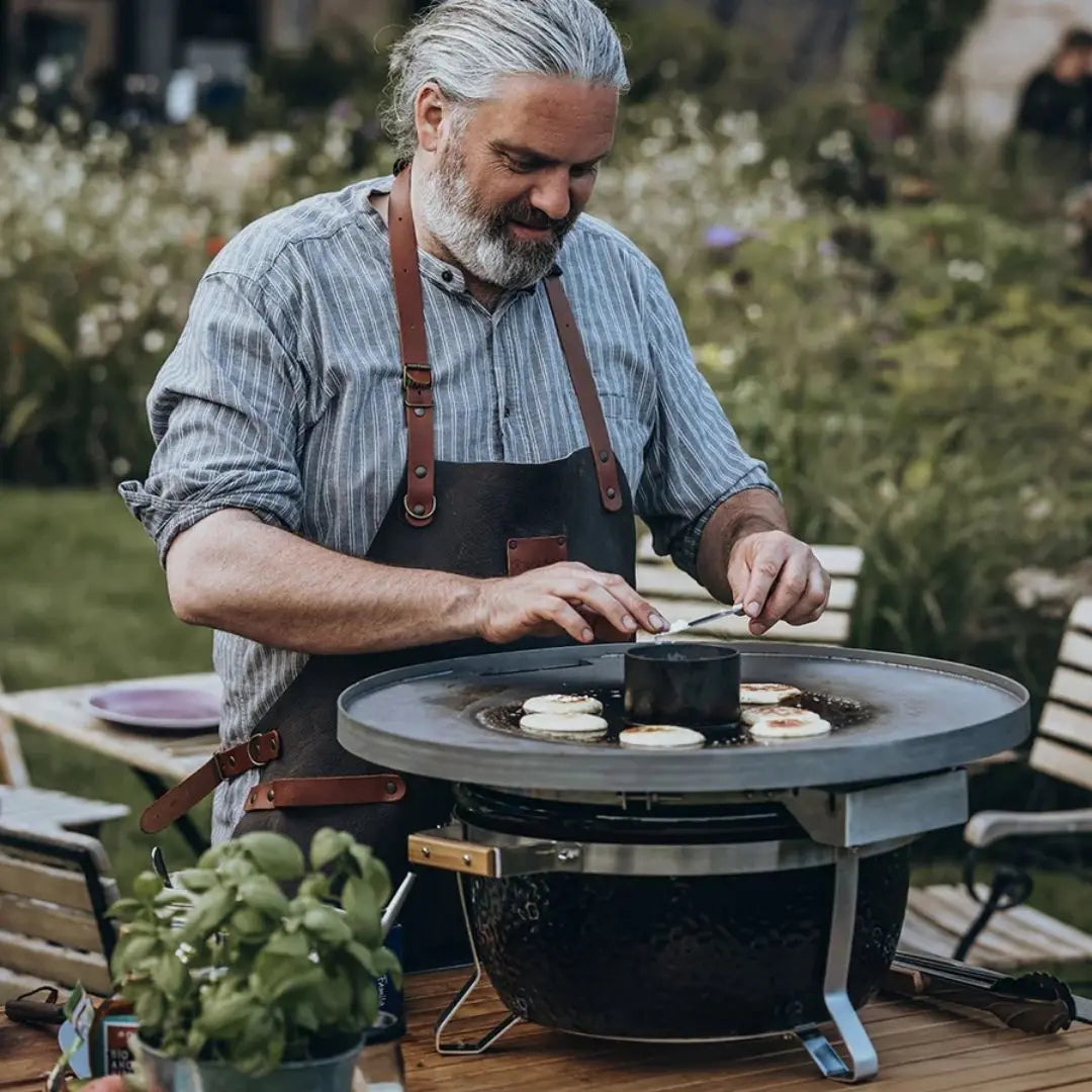 Monolith Kamado Grill Fireplate with eggs being cooked
