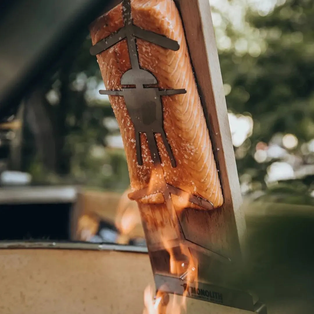 Monolith Kamado Grill Fish Plank with salmon fillet