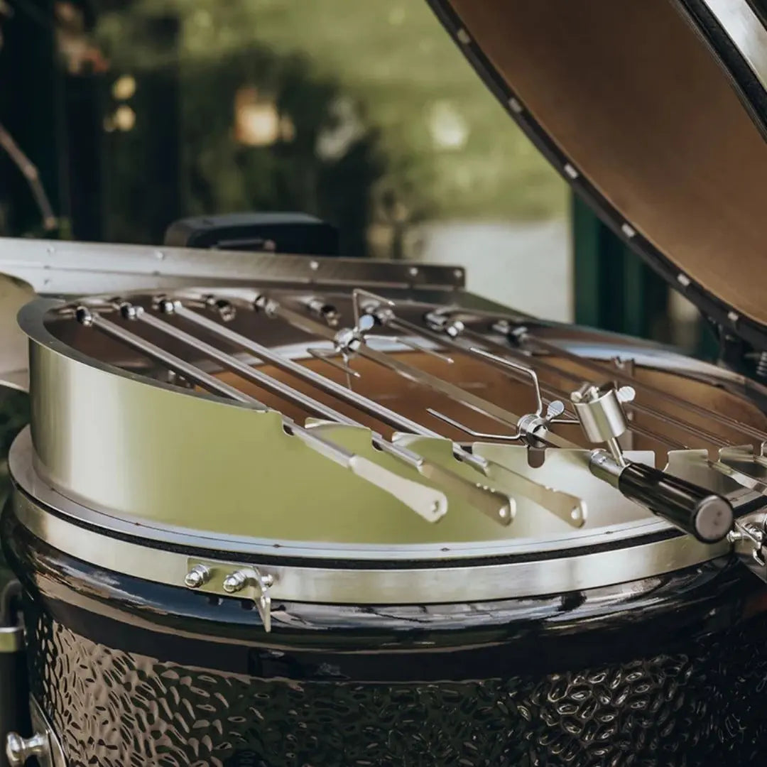 Monolith Kamado Grill Rotisserie attachment closeup