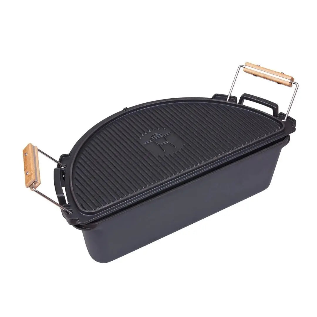 Monolith Kamado Grill SGS Cast Iron Fire Pot Set on white background
