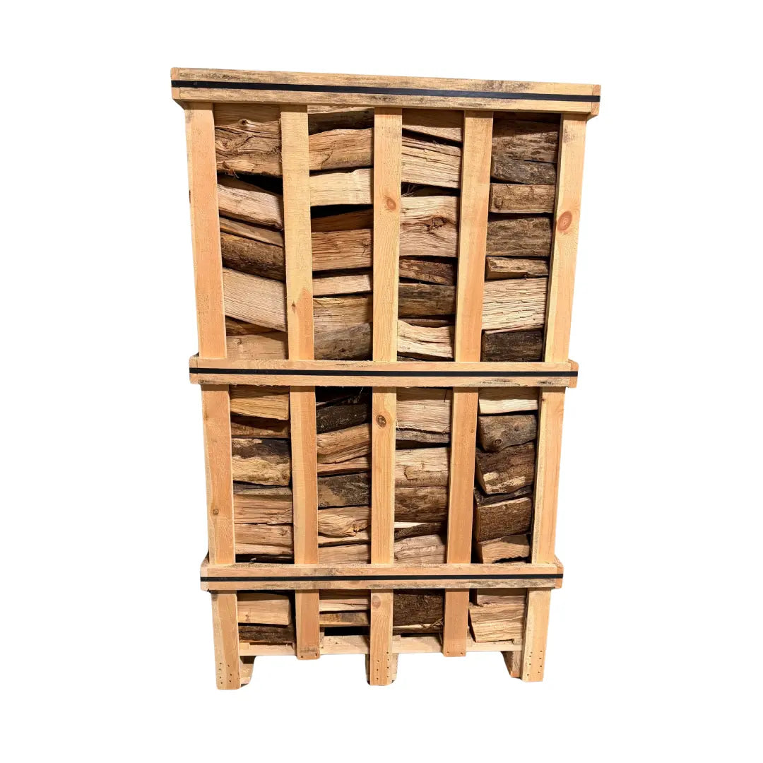 Jumbo Ash Kiln Dried Firewood Crate on  white background