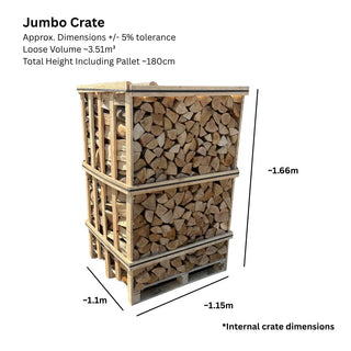 Jumbo Ash Kiln Dried Firewood Crate on  white background