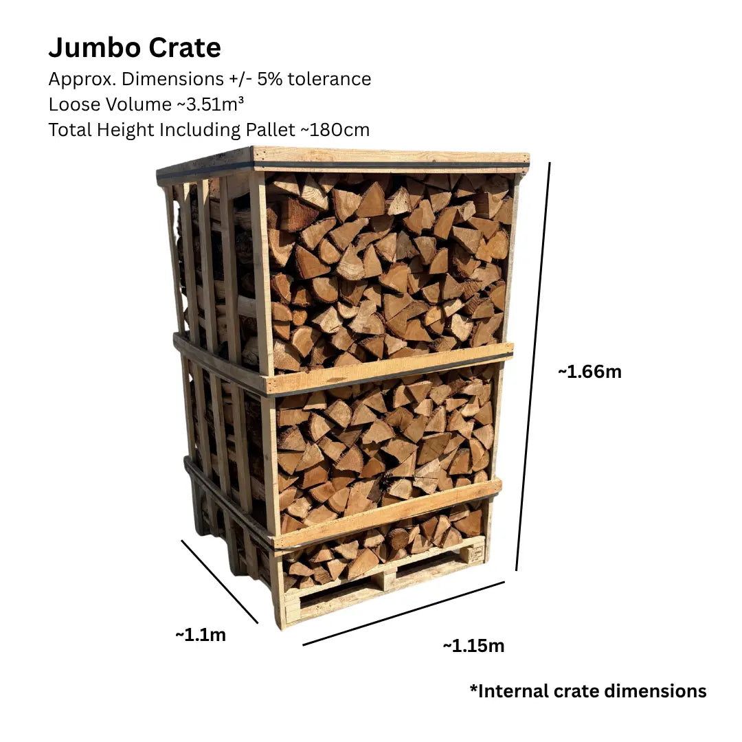 Jumbo Oak Kiln Dried Firewood Crate on  white background