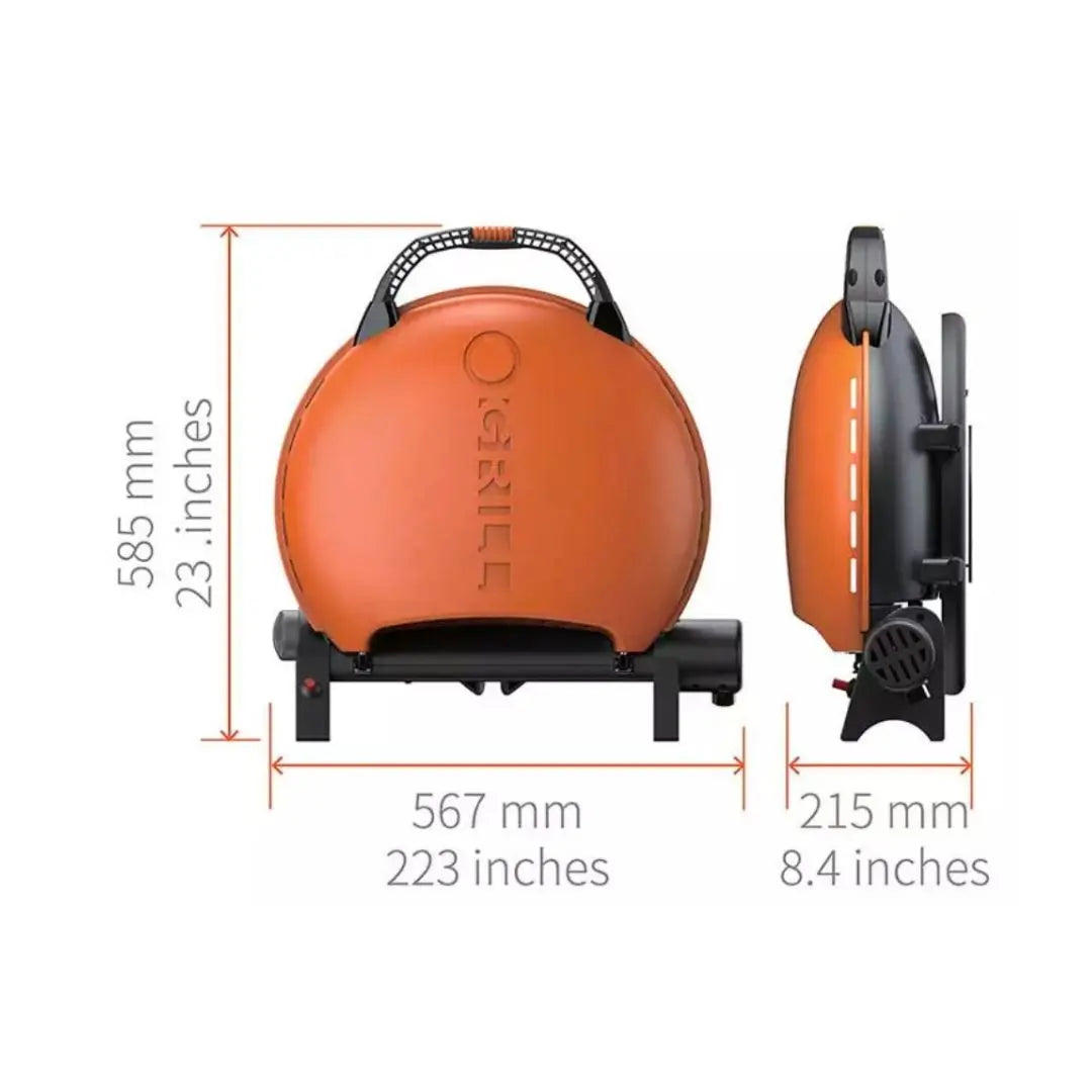 O-Grill 600 Orange Portable Gas Grill BBQ Dimensions