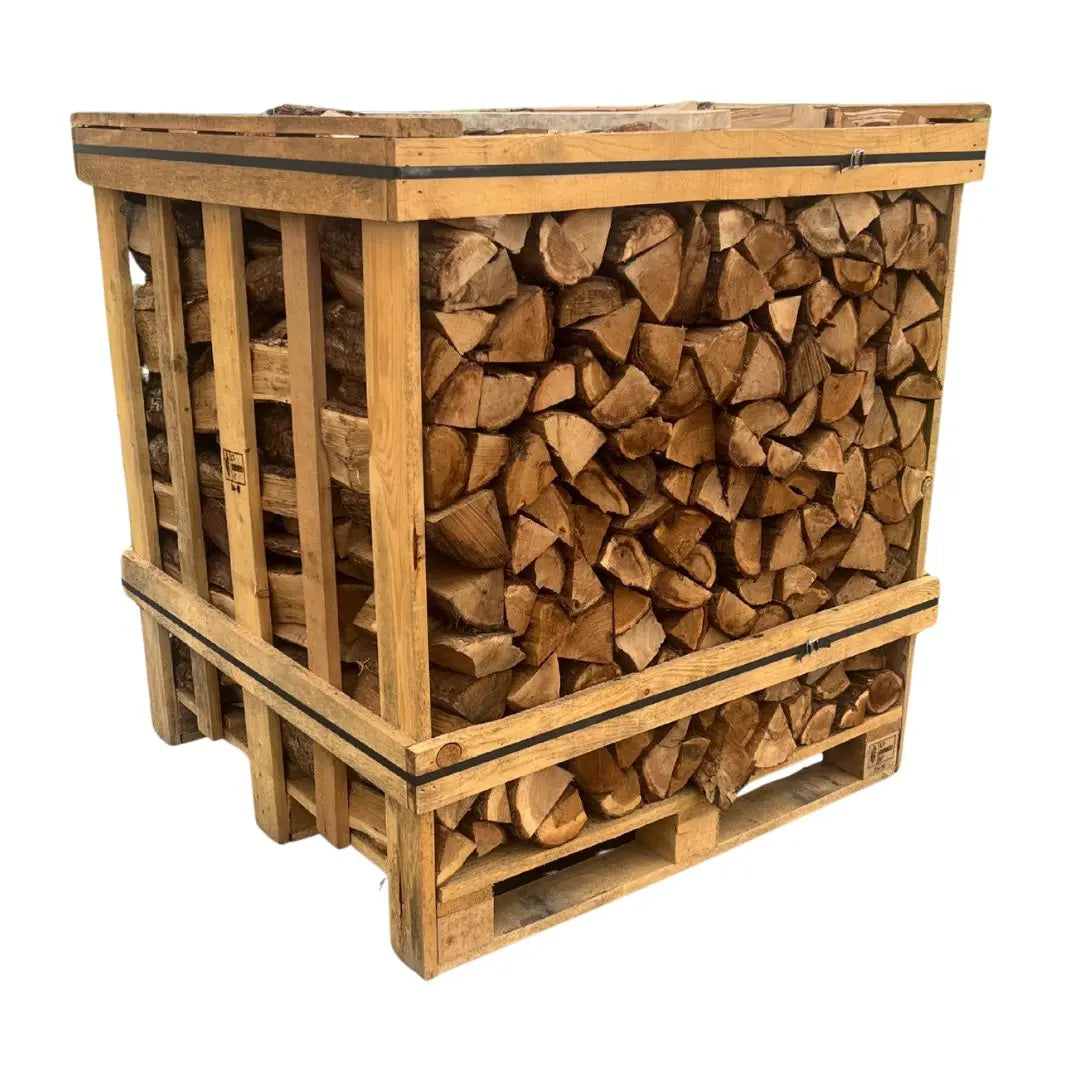 large crate of kiln dried birch, ash or oak logs