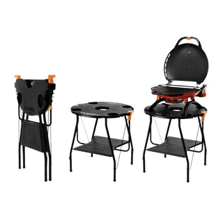 Folding table set up for O-Grill portable gas grill bbq