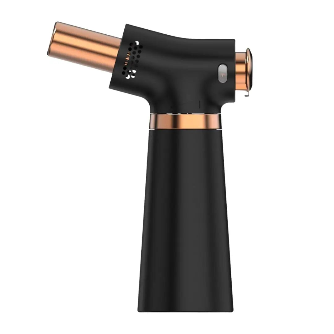 Black and copper handheld torch on a white background