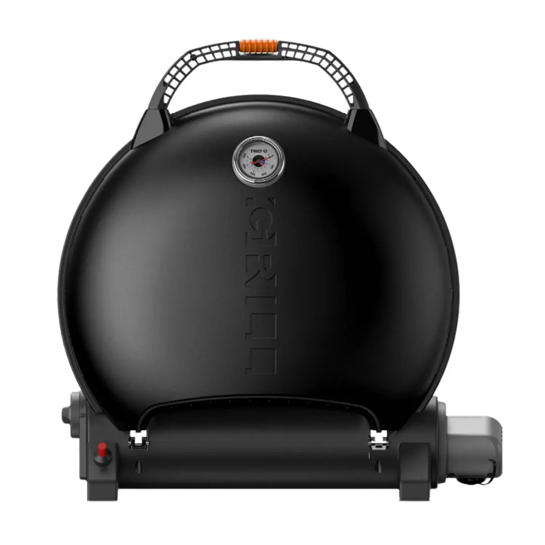 Black O-Grill portable gas grill bbq on a white background