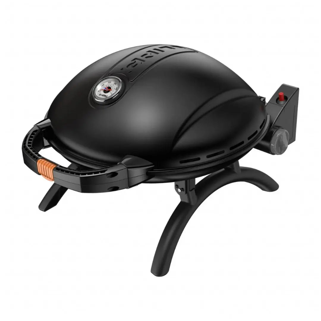 O-Grill Black portable gas grill bbq on a white background