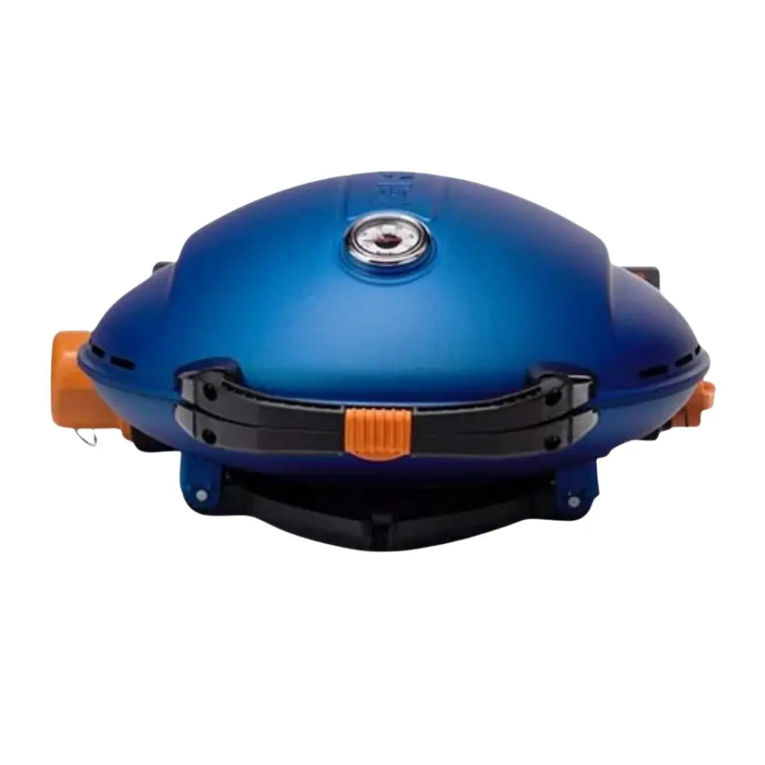 O-Grill 900 Blue Portable Gas Grill BBQ Flat Angle